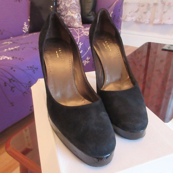 Theory suede and leather high-heeled platforms - Picture 2 of 8